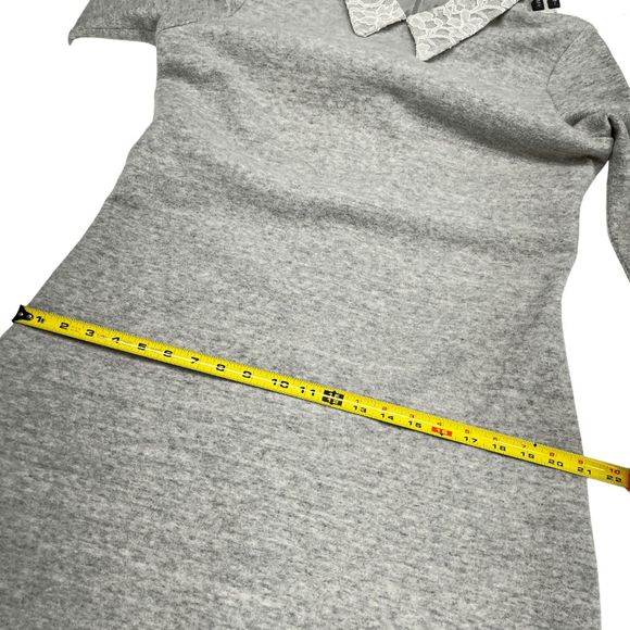 Anthropologie Leonor Silva Etain Dress Gray 3/4 Sleeves Lace Collar Women Large - Picture 14 of 16